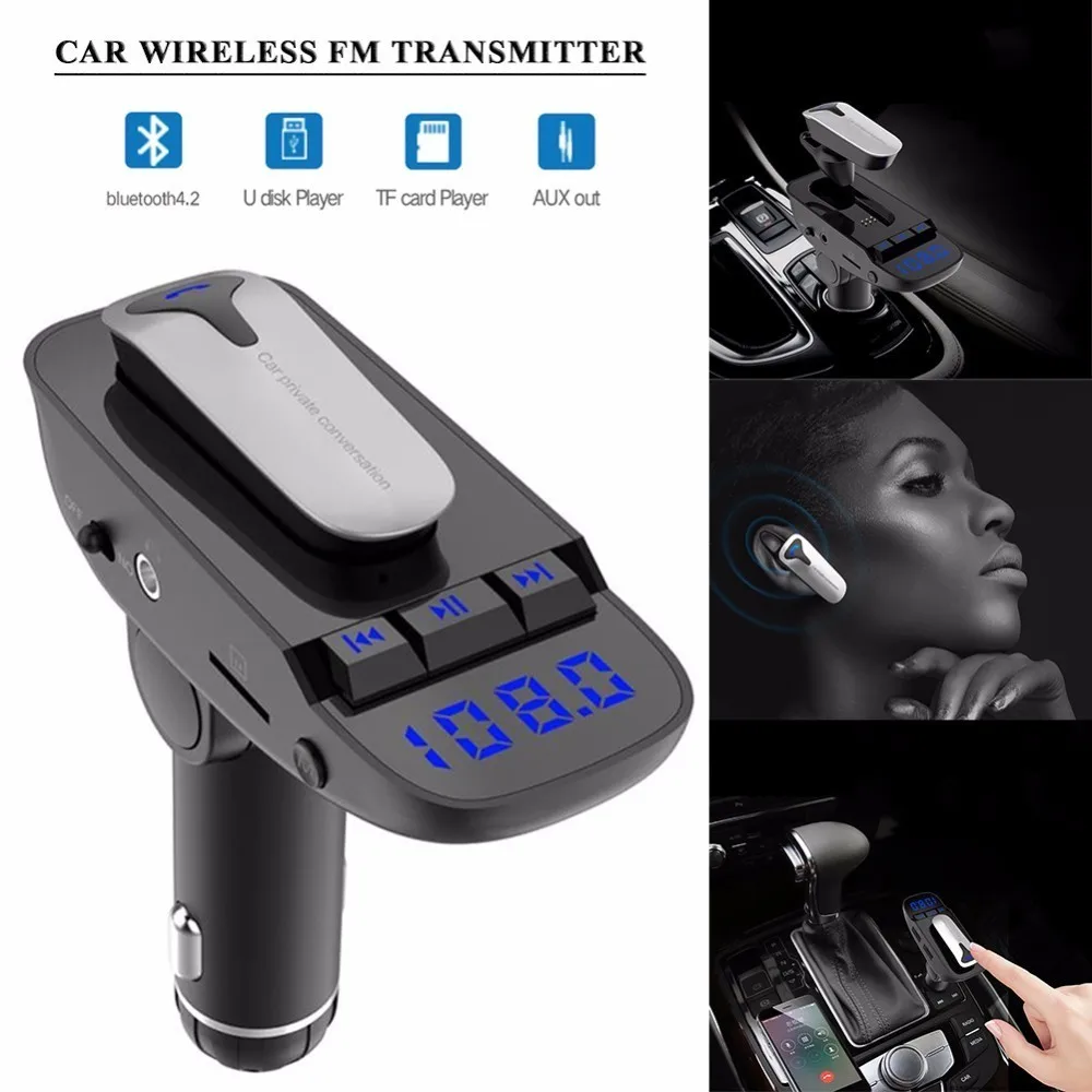 Новый Bluetooth беспроводной FM передатчик автомобильный комплект USB Changer Поддержка TF