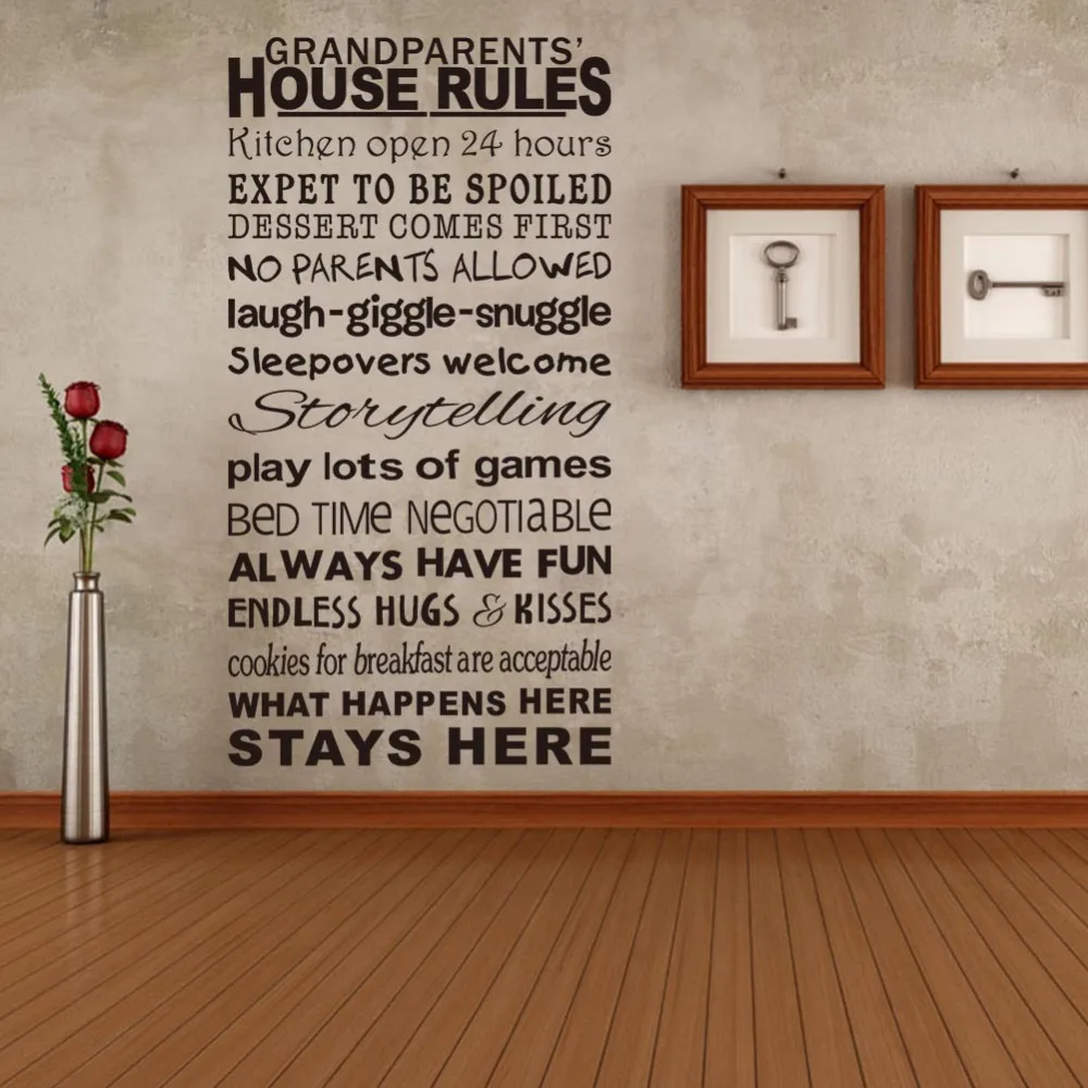 

Free shipping new style house rules removable wall sticker with English ZYVA-8240-NA decorative vinyl wall decal