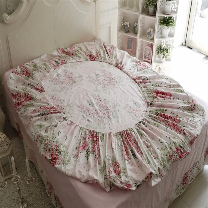 FADFAY Cotton Rose Floral Print Bedding Sheet Sets 4-Piece California King Size Shabby Flat With Pillow Cases Bed Set | Дом и сад