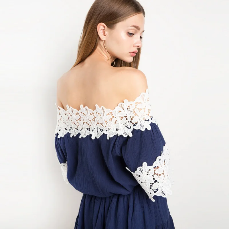Милое кружевное платье для женщин Vestido De Renda с открытыми плечами уникальное