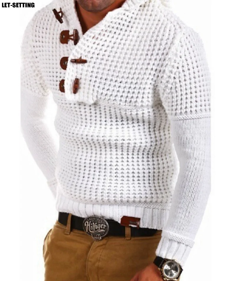 Men Tops Double-Breasted Collar Long Sleeve Multicolor Slim Fit Casual Sweater Zip Wool Pullover Half-Zipper Jumper Knitwear | Мужская