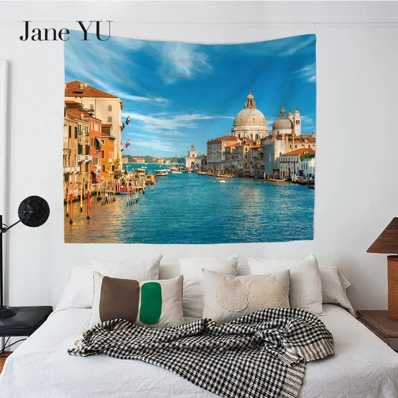 

JaneYU New HD Cinque Terre Venice City Multifunction Beach Towel Tapestry Home Decoration