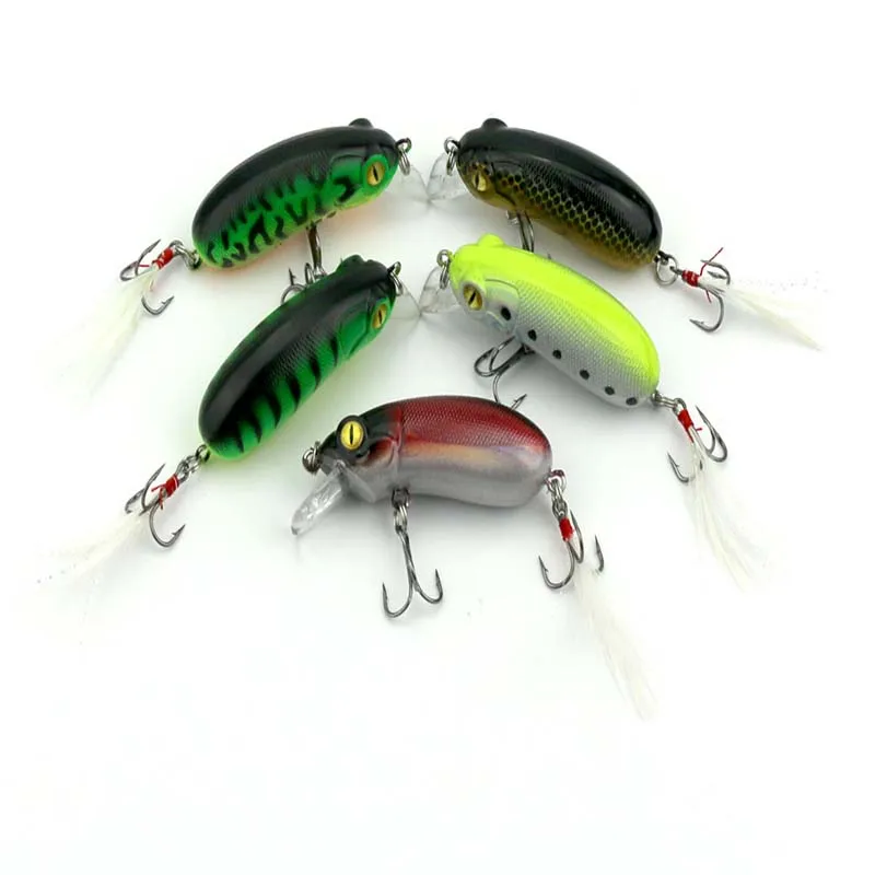 5 шт. в партии 6 см 10g Crank рыбалки Minnow приманки и головной повязкой с пером жесткий