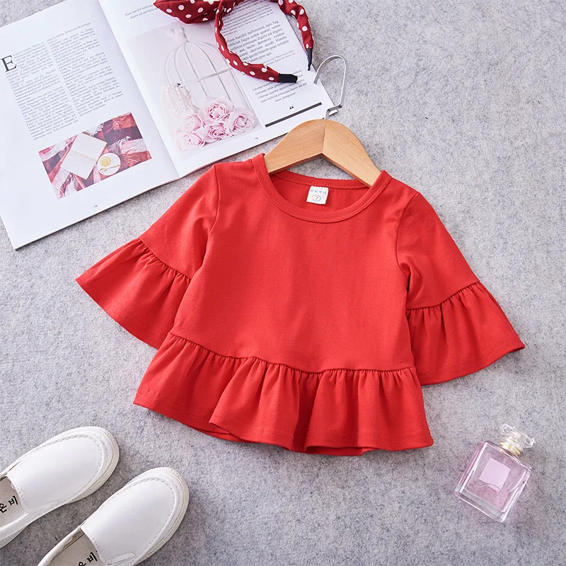 В Корейском стиле для девочек Половина рукавом футболка детская с короткими