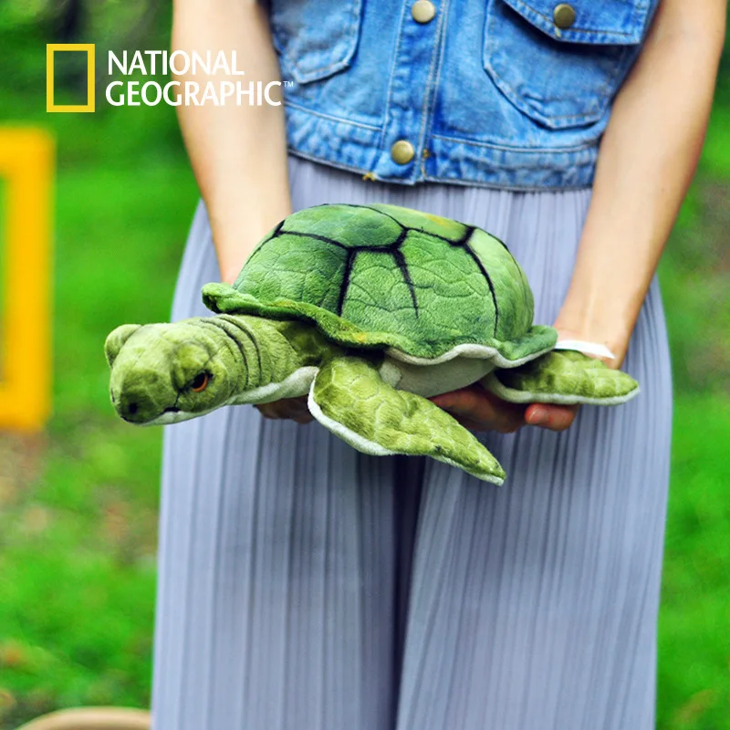 

National Geographic super green plush turtle doll super soft and kawaii stuffed tortoise for baby