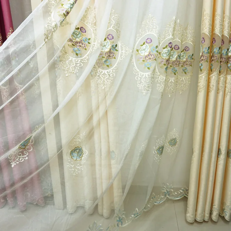 

High shading Blackout Curtains for Livingroom/Kitchen embroidery jacquard curtain French window luxury thick Curtain on Windows