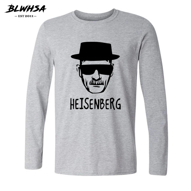 BLWHSA Heisenberg Breaking Bad футболки осенние мужские с длинным рукавом и круглым вырезом 100%
