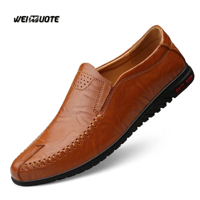 WEINUOTE New Fashion Men's Business Leather Shoes Men Soft Loafers Casual Lazy shoes Flats Comfy Driving | Обувь