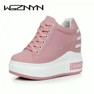 Новинка 2020, женская повседневная обувь на платформе, сетчатые дышащие туфли на танкетке 10 см, осенние кроссовки с толстой подошвой, женские спортивные женские W7