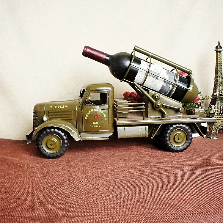 Винтажная Оловянная Военная Автомобильная Винная стойка модель для домашнего