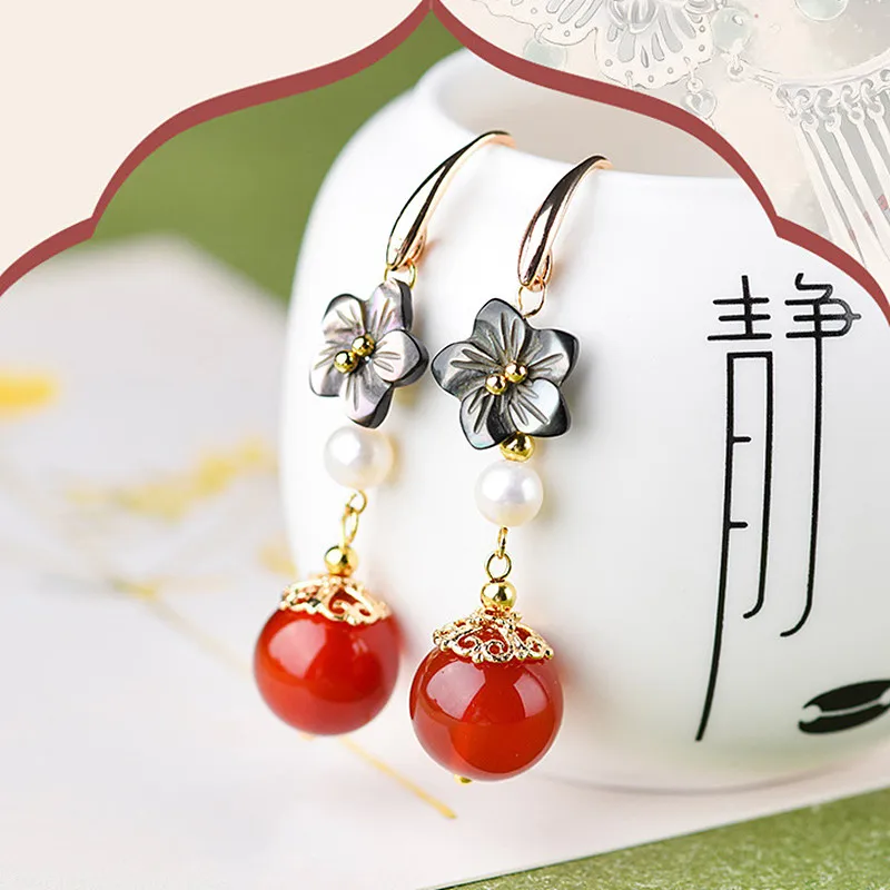 Yanting, модные женские серьги, в виде ракушки, цветок, свисающие серьги с камнями, ручная работа, этнические массивные серьги, Brincos, подарок 0390