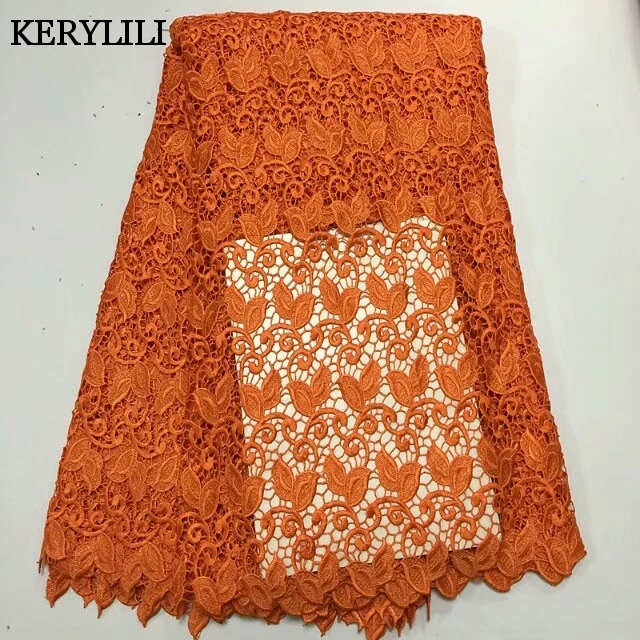KER YLILI Orange Red New African Cord Lace Fabric High Quality Guipure Nigerian Wedding French 5Y KRL-5679 | Дом и сад
