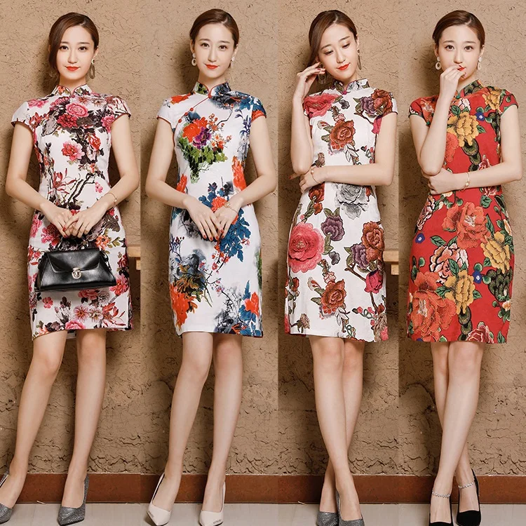 Женские льняные хлопковые Чонсам с изображением Шанхая Qipao платья плюс размер XXXL