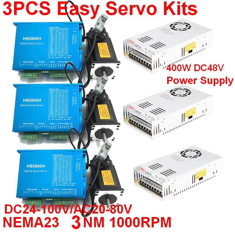 3 шт. NEMA23 57 мм 3Nm 430Oz in AC/DC DSP замкнутый цикл шаговый двигатель привод комплект