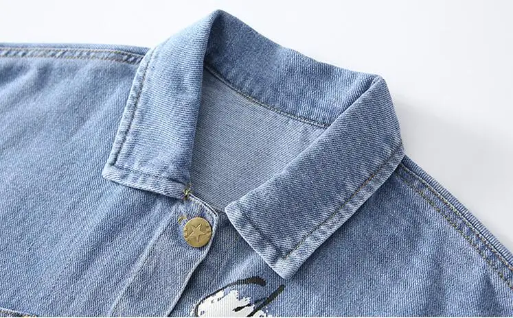 Rlyaeiz Kids Denim Girl's Jacket Coat 2019 Spring Fashion Printed Casual Water Washing Children Girls Jeans Jackets For 5-13Y | Детская