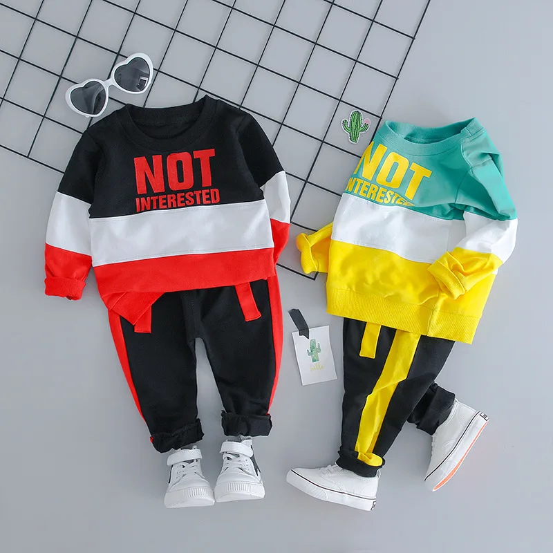 Kids Toddler Boy Girl Casual Clothes Set 2019 Newest Spring For Letter Long Sleeve T shirt + Pants Outfit 1 2 3 4 Years | Детская одежда