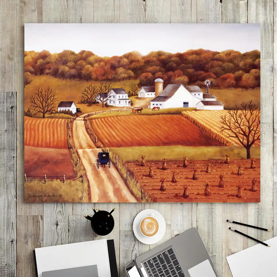 Home Decoration Print Canvas Wall Art Picture Poster Paintings Horizontal Oil Unframed Drawings Bedroom Pastoral scenery Farm | Дом и сад