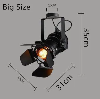 Big Size Винтажный E27 Трековый светильник Лофт промышленный Точечный светильник рельсовый светильник черный Трековый светильник для двери сарая магазин одежды магазин светильник ing светильники - Испускаемый цвет: Big Size