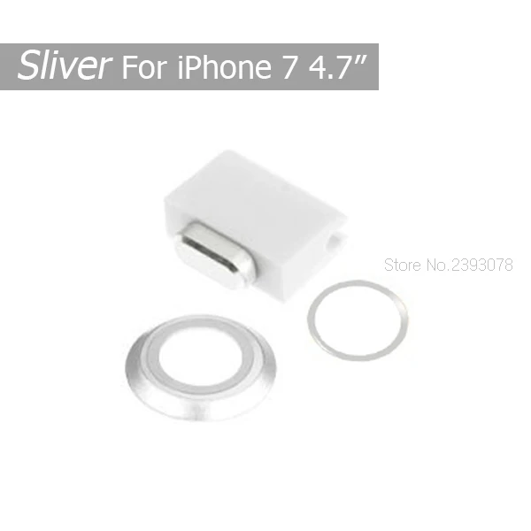 Sliver For i7 i8 BINFUL для iPhone 7, 8, 4,7 Plus, 5,5, 3 в 1, металлическая задняя камера, защитная крышка, чехол, кнопка домой, наклейка, кольцо, заглушка от пыли - Цвет: Sliver For i7 i8