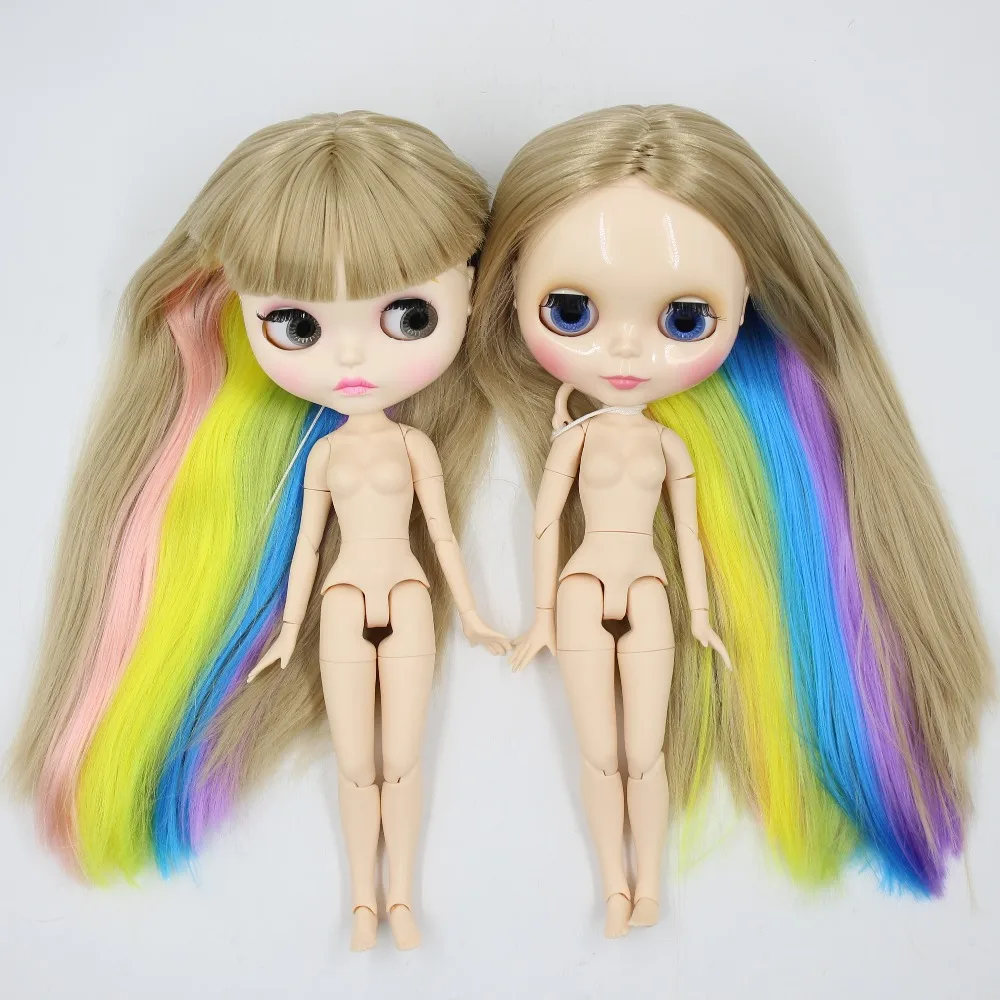 Кукла ICY DBS Blyth прямые цветные волосы радуги матовое лицо блестящее совместное