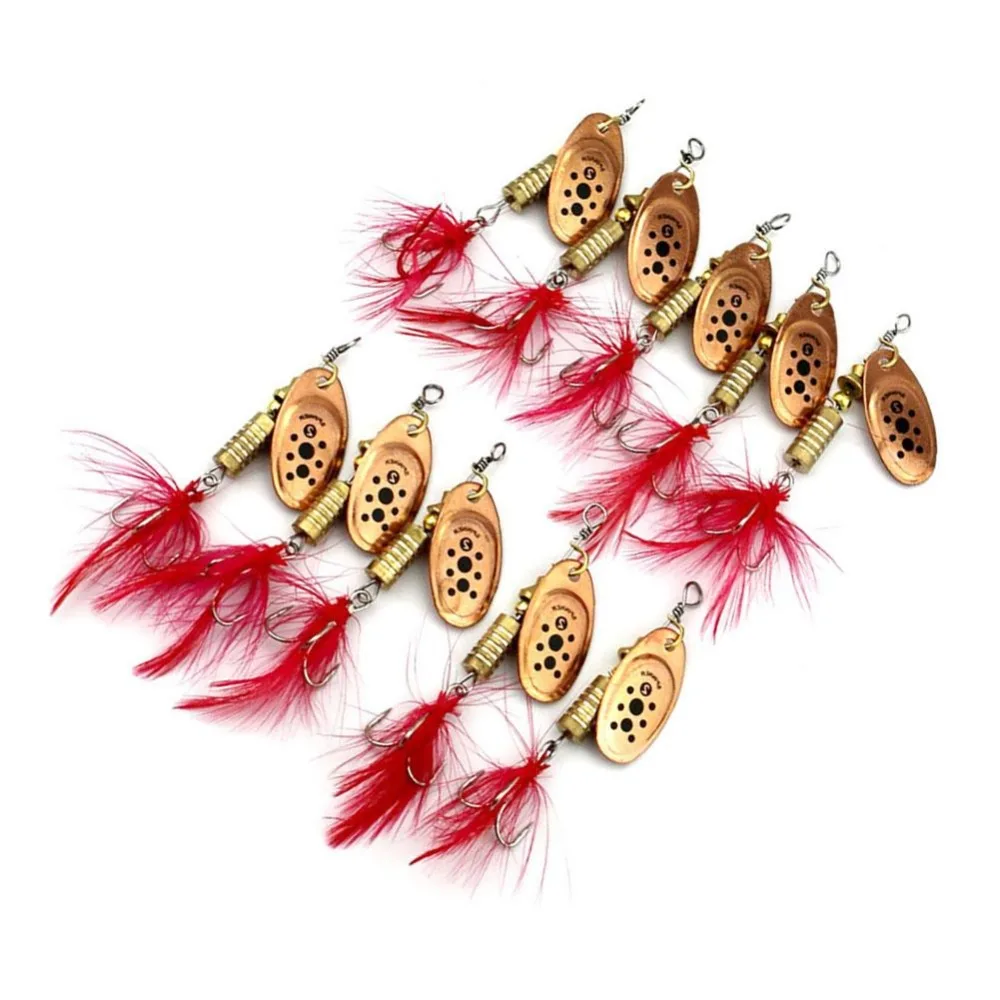 Новый 10 шт. блесны Перо Набор ложек и поварёшек Рыбалка приманки Металл/Перо 8.4 г 7