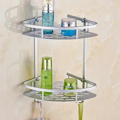 Double shelf Набор из нержавеющей стали для ванной комнаты, хромированный полированный держатель для зубных щеток, держатель для бумаги, держатель для полотенец, аксессуары для ванной комнаты - Цвет: Double shelf
