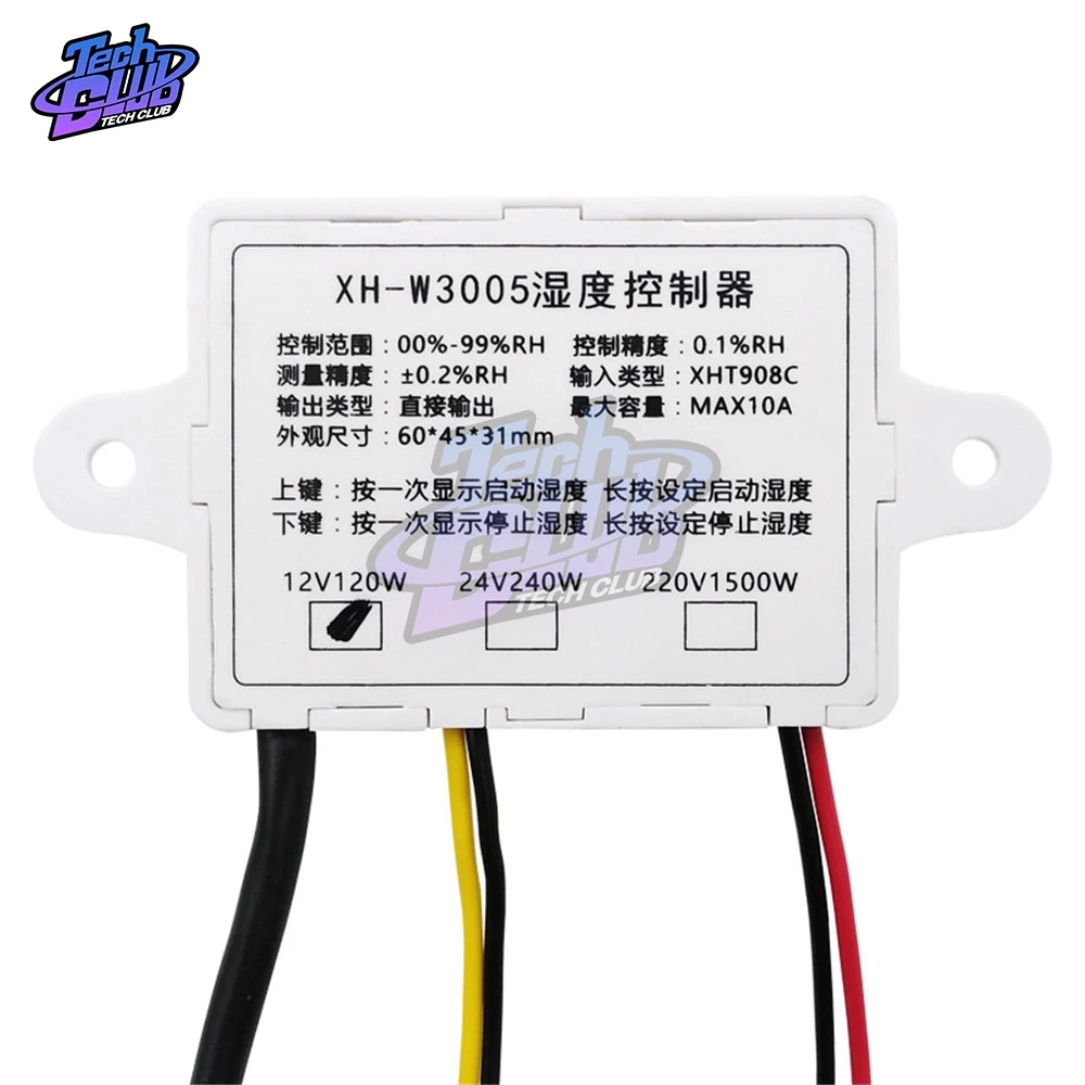 W3005 220V 12V 24V Digital Humidity Controller Hygrometer Control Switch 0~99%RH Hygrostat w/ Sensor | Инструменты