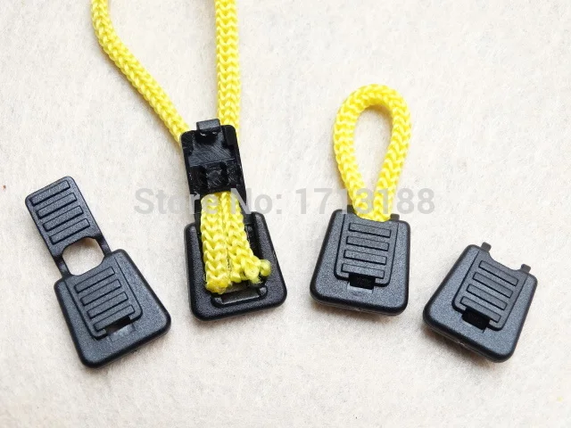 100pcs/lot Black Plastic Zipper Pull Cord Ends For Paracord &amp Tether Tip Lock/rope tail folder | Дом и сад