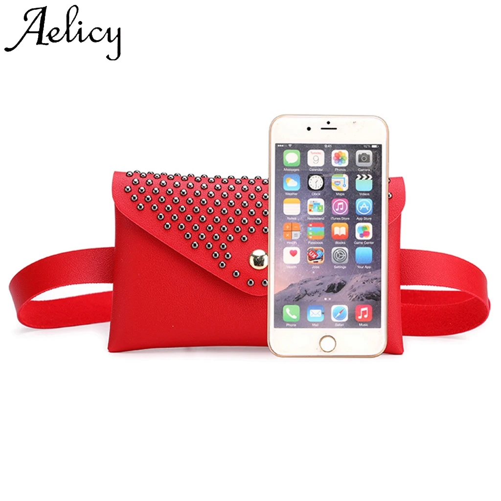 Aelicy Fashion Women Outdoor Rivets Hasp Solid Color Messenger Chest Bag High Quality Simple Phone Pocket Waist | Багаж и сумки
