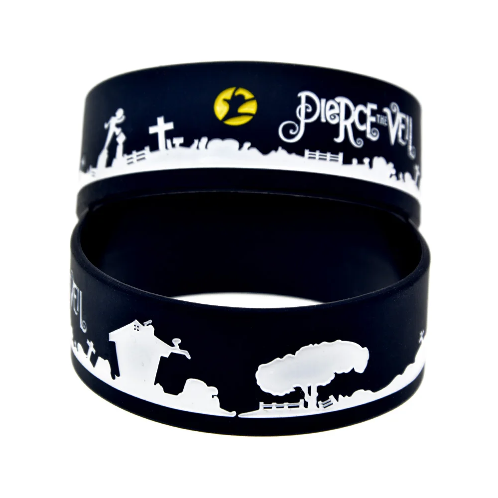 1 шт. Pierce The Veil Wristband Силикона один дюйм широкая черная для фанатов музыки|Браслеты