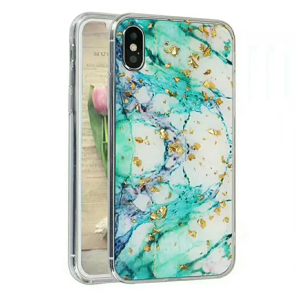Fashion Marble Phone Case for iPhone X 7 7P 8 8P 6 6S Plus Gold Glitter Soft Tpu 7Plus XS MAX XR Cases Coque |