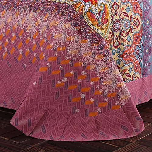 

WINLIFE Colorful Bohemian Bedding Set Bohemian Duvet Covers Bed Sheet Fitted Sheet Set Twin