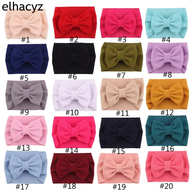 New Arrival Turban Popular 5'' Big Hair Bow Headband For Girls Headwrap Textured Fabric Elastic Kids DIY Hair Accessories