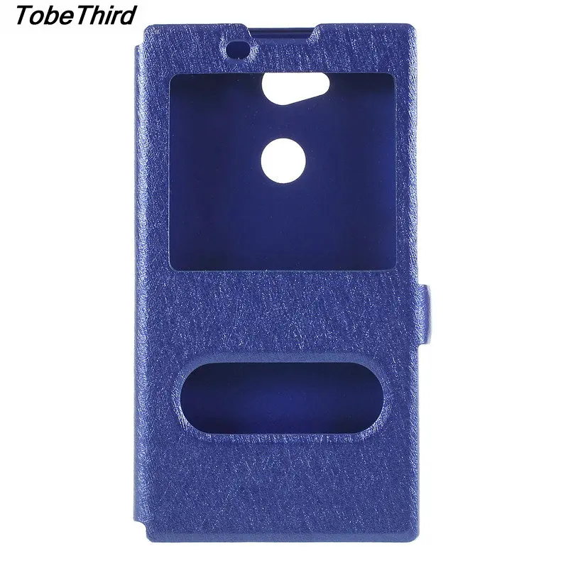 Tobethird для Sony L2 случае Шелковый зерна Dual View Окно Кожа магнитных флип чехол телефона