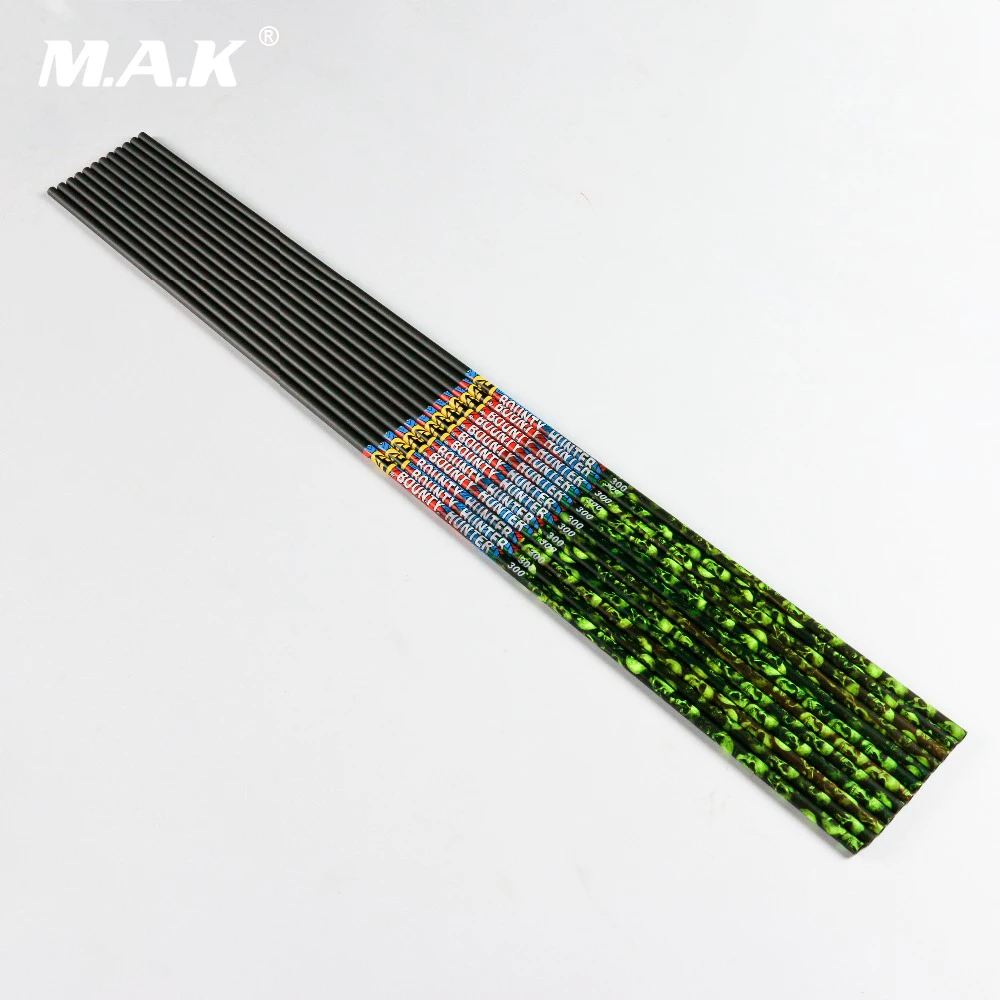 Pure Carbon Arrow Shaft Spine 340 Length 30 inches OD 7.6 mm ID 6.2 mm DIY Arrow for Archery Hunting Shooting