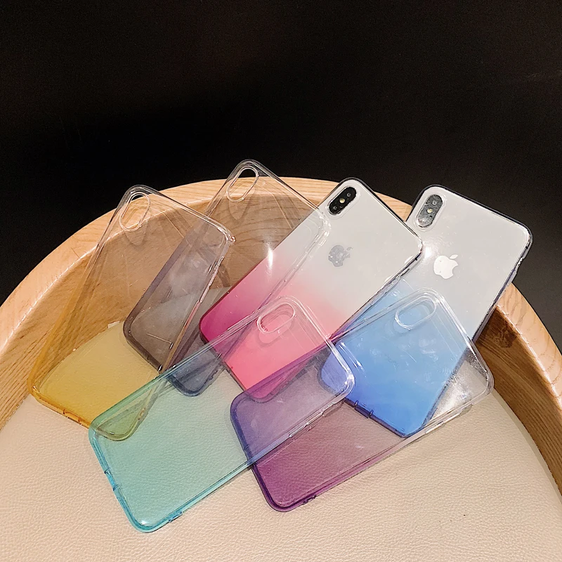 GYPHCA ультра тонкие прозрачные ТПУ чехлы для iPhone X XS Max XR градиентные TUP мягкие