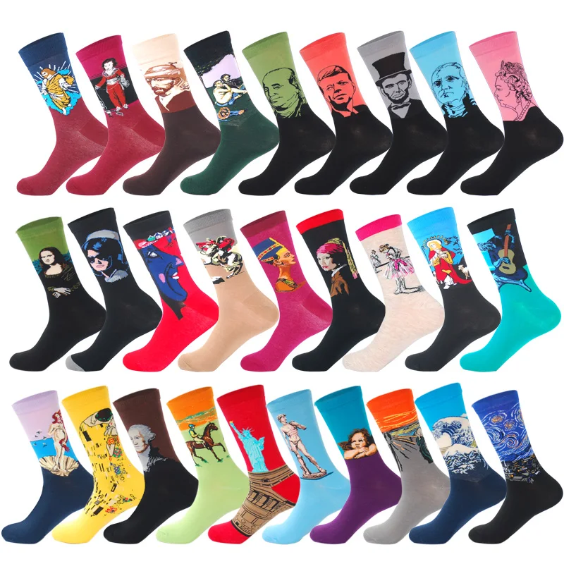 Мужские повседневные чесаный хлопковые носки Наполеон Иисус &quotМона Лиза&quot