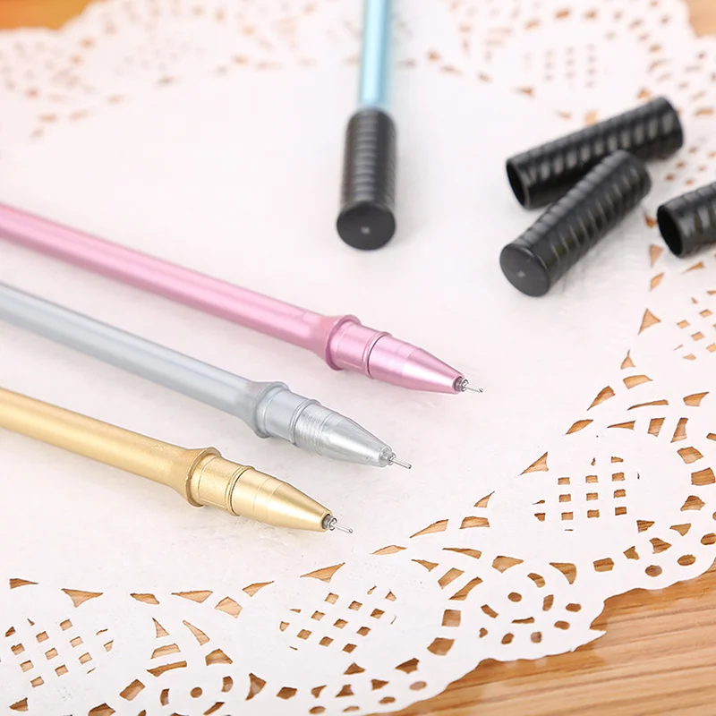 Ceny 100 Sztuk Kreatywny Piśmienne Rakieta Pióro Neutralne śliczne Student Waterborne Neutralny Strzykawka Czarny Podpis Biurowy Pióro Kawaii Szkoła