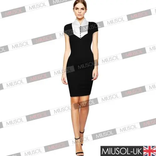 Black White Short Sleeve Summer Women stitching Wrap Vestidos Pencil Dress Vestido De Festa Plus Size Work Ladies Dresses | Женская