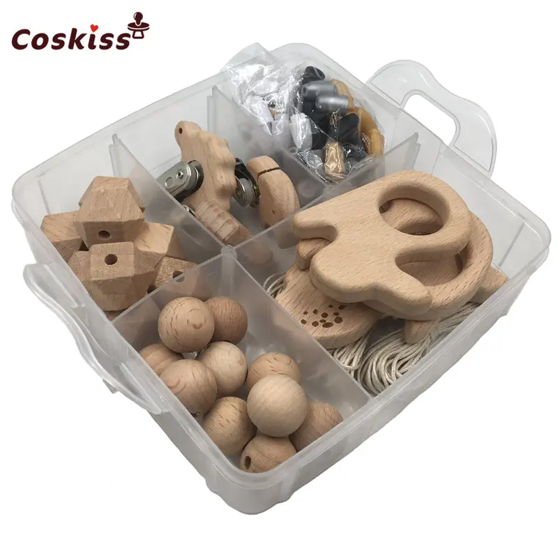 

DIY Baby Teether Nursing Boxed Beech Wooden Animal/Round Beads/Polygonal geometric beads/Beech Pacifier Clip For Wooden Teether