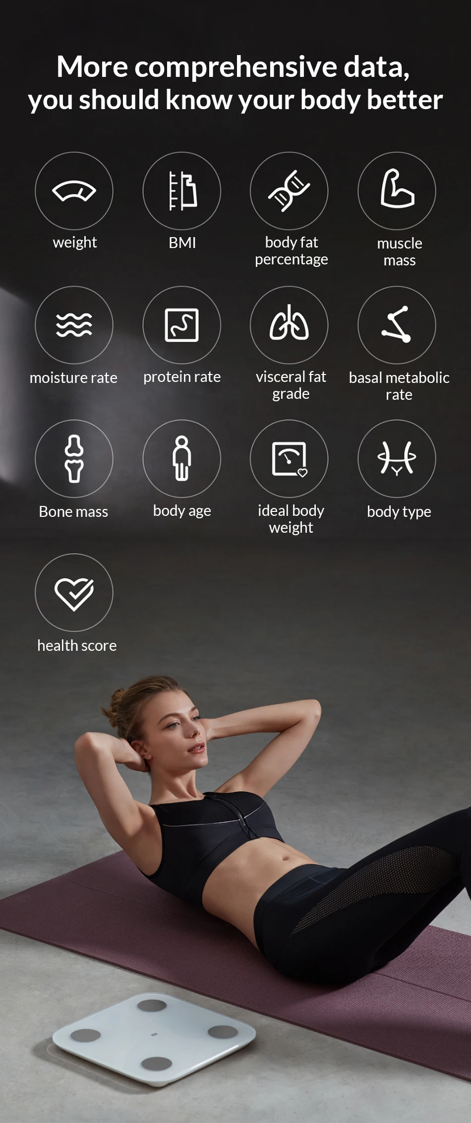 Новая Оригинальная Xiaomi mi смарт-шкала жира 2 с приложением mi fit и монитором композиции тела со скрытым светодиодный дисплеем шкала жира
