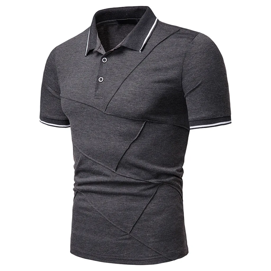 Повседневное Лето 2019 Poloshirt мужские брендовые Смешанный хлопок Кнопка короткий