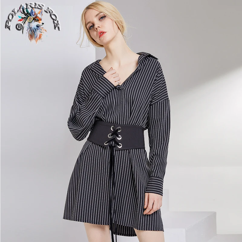 2018 новые модные женские туфли черный полосатый сексуальное платье с поясом