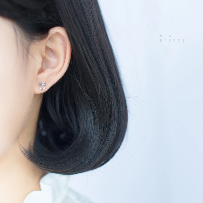 925 sterlingSV star stud earrings female fashion small fresh hollow five-pointed for women | Украшения и аксессуары