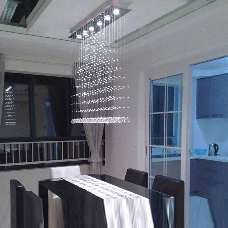 Светодиодная хрустальная люстра хрустальные светильники для столовой длинный