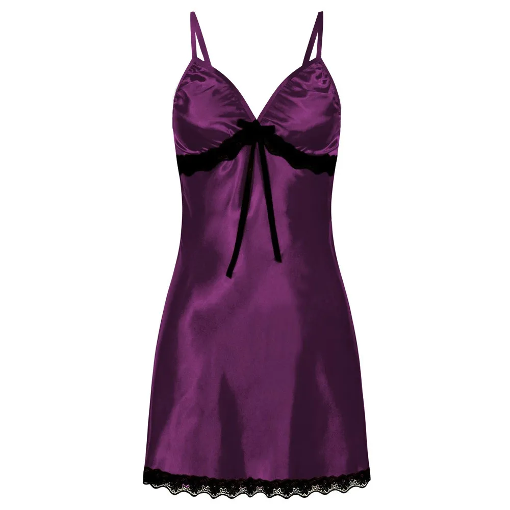 Womens Nighte Dress Plus Size Lace Bow Lingerie Babydoll Nightwear Sleepskirt Comfortable Sleep Wear Clothes S!#65 | Женская одежда