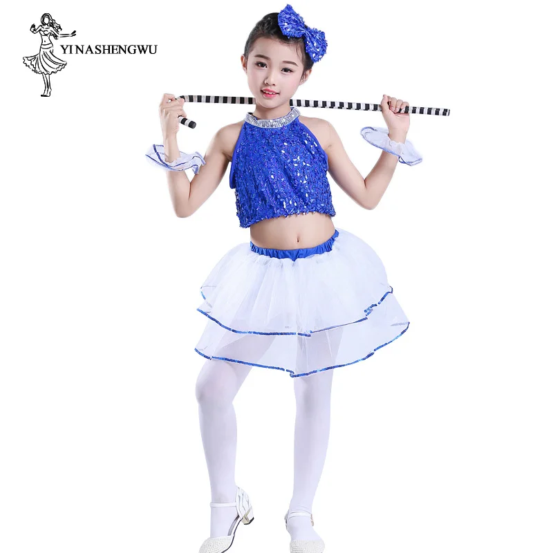 Джазовые танцевальные костюмы для девочек детская одежда выступлений в стиле