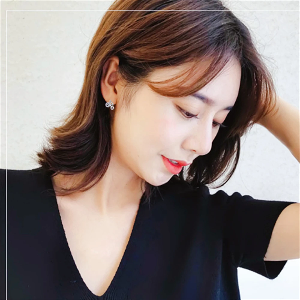

2019 hot sale Tibetan sliver small mini funny bicycle stud earrings for women girl cute tiny fashion jewelry 2019 KED3245