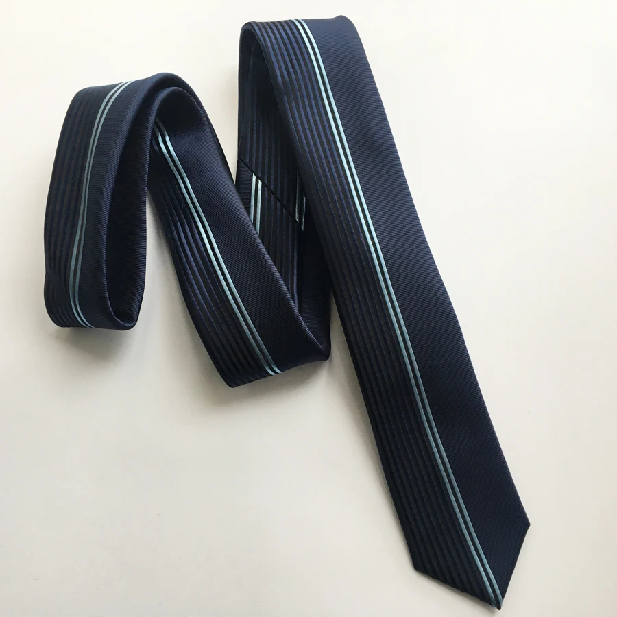 

Designer's Tie Fashion Skinny Panel Necktie Half Solid Blue with Vertical Stripes Gravata Free Shipping