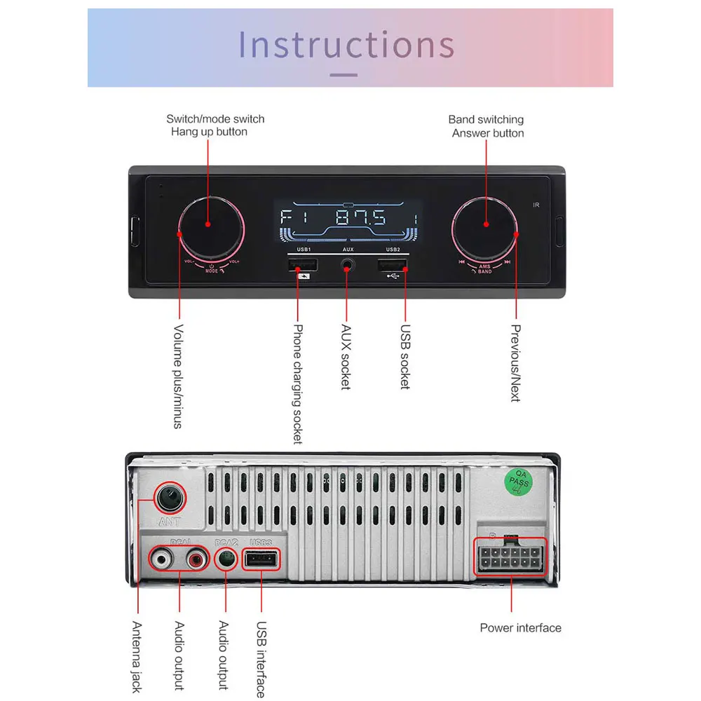 Автомобильный MP3-плеер AMPrime 1 Din fm-радио тюнер 2 5 дюймов большой светодиодный